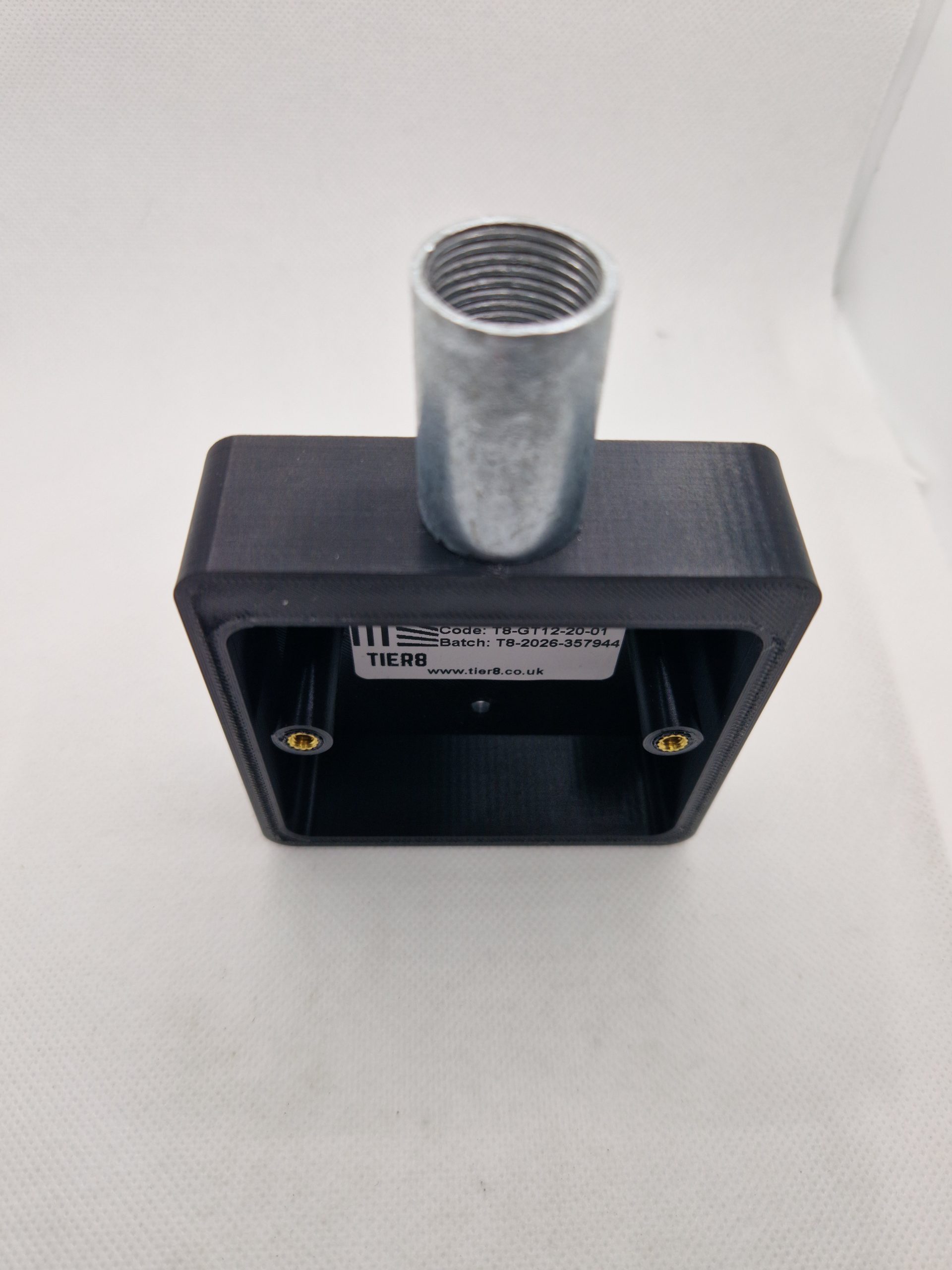 Gallagher T12 Back Box - angled interior view with conduit